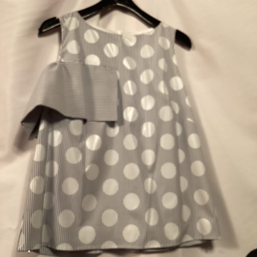 Eva Franco Anthropologie Polka Dot Top Ruffle Detail One Shoulder Striped - Picture 8 of 10